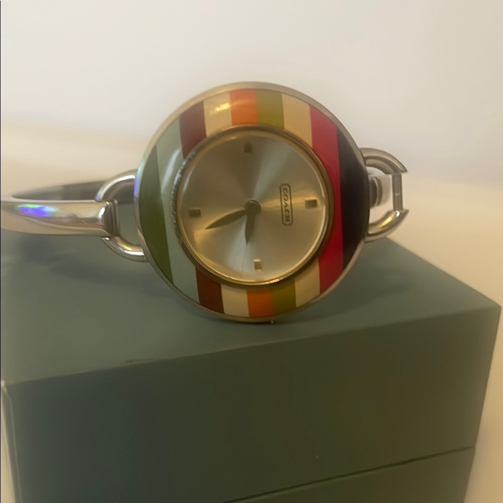 *Rare Coach Silver Watch with Colorful Stripes